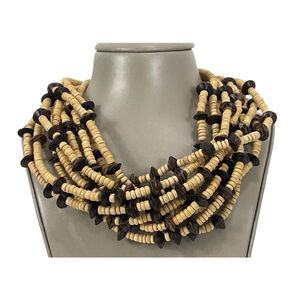 Jay Feinberg 80s Vintage Statement Choker Necklace 18” Beige and Brown